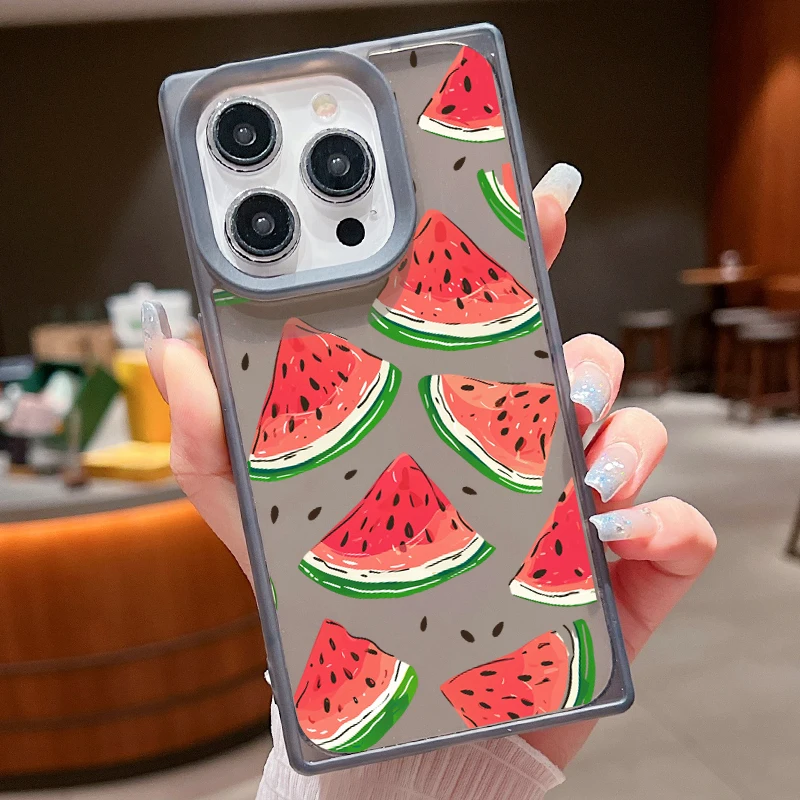 Милый чехол для телефона с рисунком арбуза iPhone 16 15 Pro Max 14 Plus 13 12 11 прозрачный