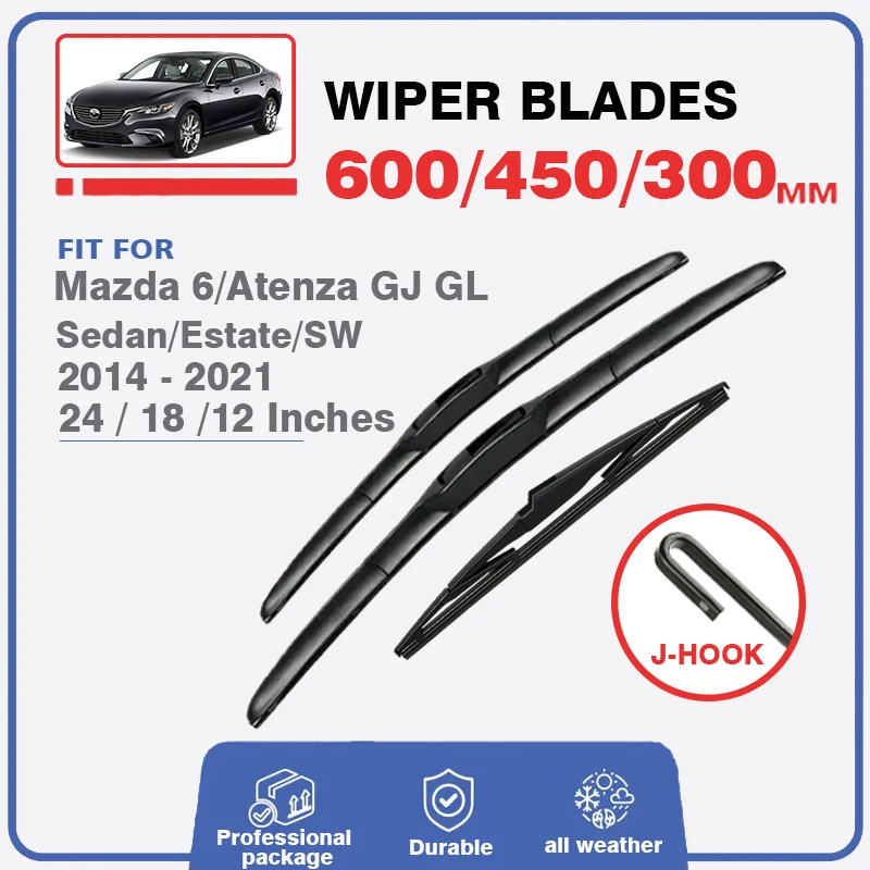 Car Front Rear Windscreen Wiper Blades Brushes For Mazda 6 2014-2022 GJ GL Atenza Mazda6 24"+18" LHD RHD Auto Accessories Cutter