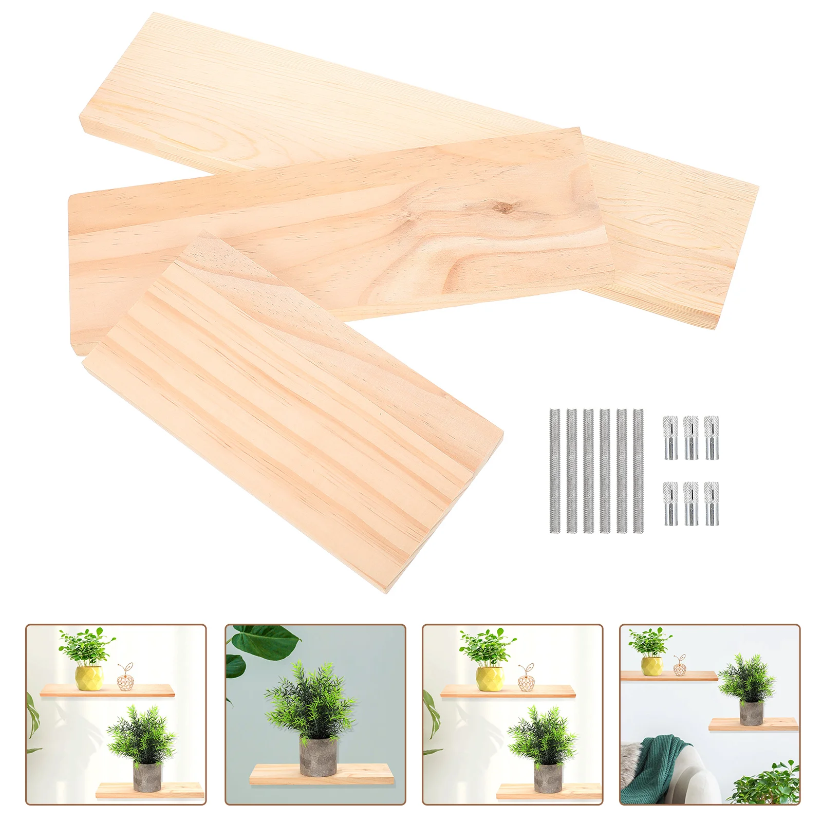 

3 Sets of Wall-mounted Wooden Shelf Wall Wooden Shelf Wooden Floating Shelf for Home Bedroom Living Room