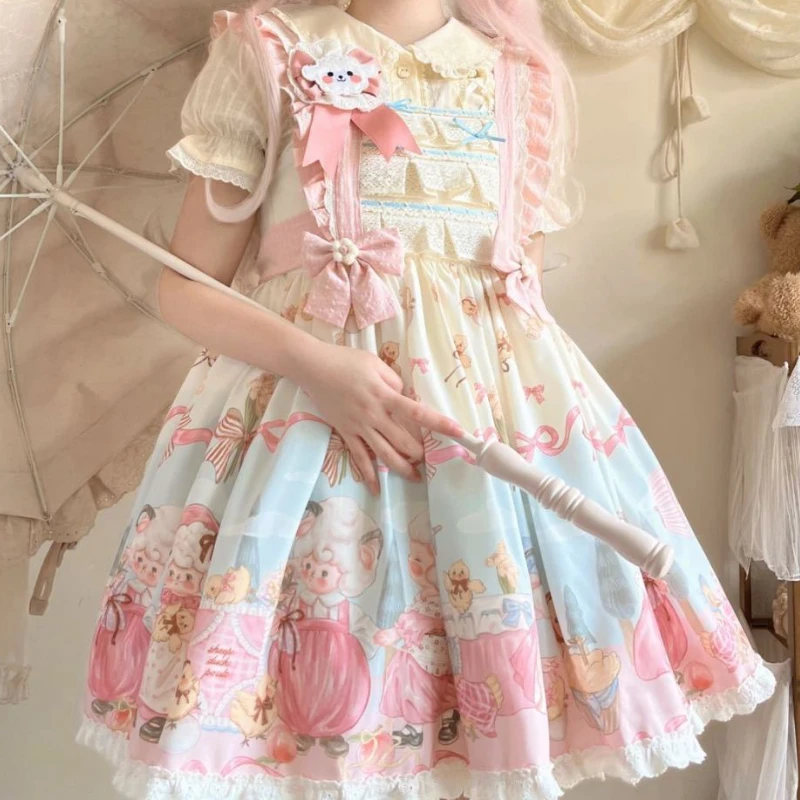 Y2k JK кружевная Лоскутная рубашка японские кавайные Топы Блузки Фея Харадзюку