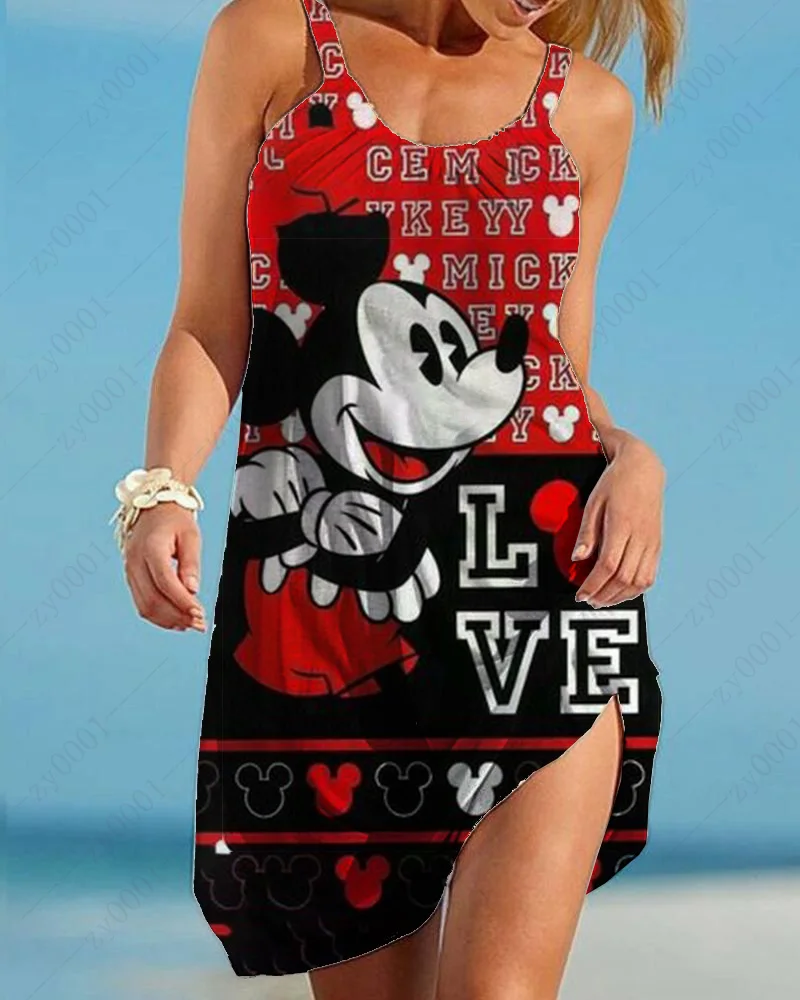 

New Disney Dumbo Vintage Women's Dress Summer Spaghetti Strap Party Dress High Waist Slip Dress Korean Dress Vestidos Mujer