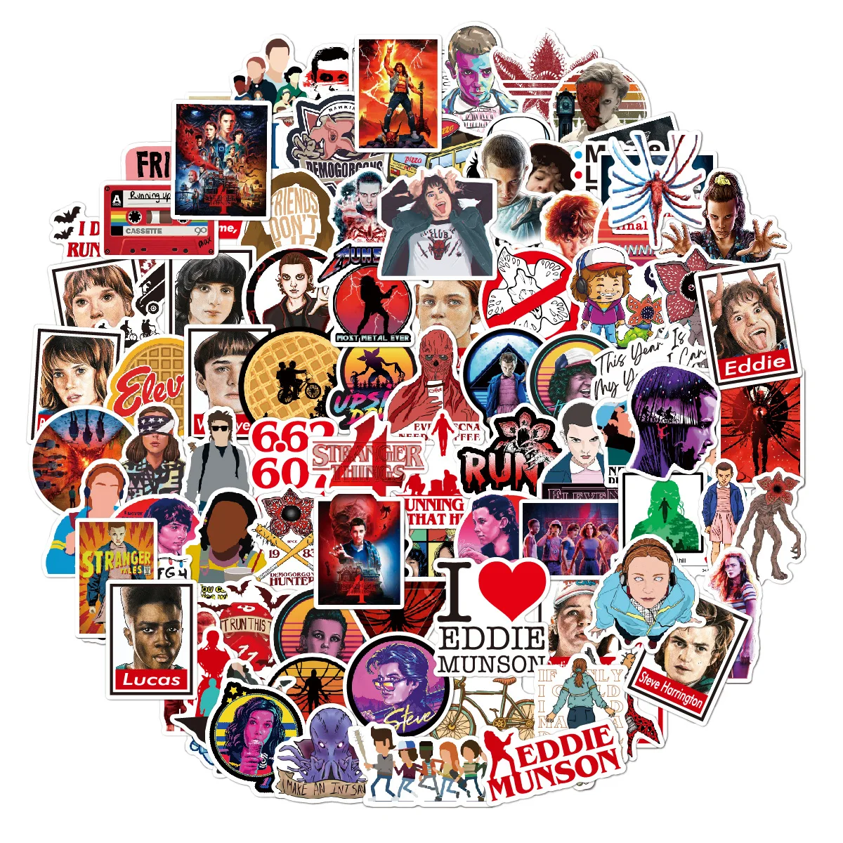 

10/50Pcs Stickers Kids Toys Stranger Things Decals Horror Movie Laptop Car Skates Skateboard Luggage Guitar Waterproof Sticker