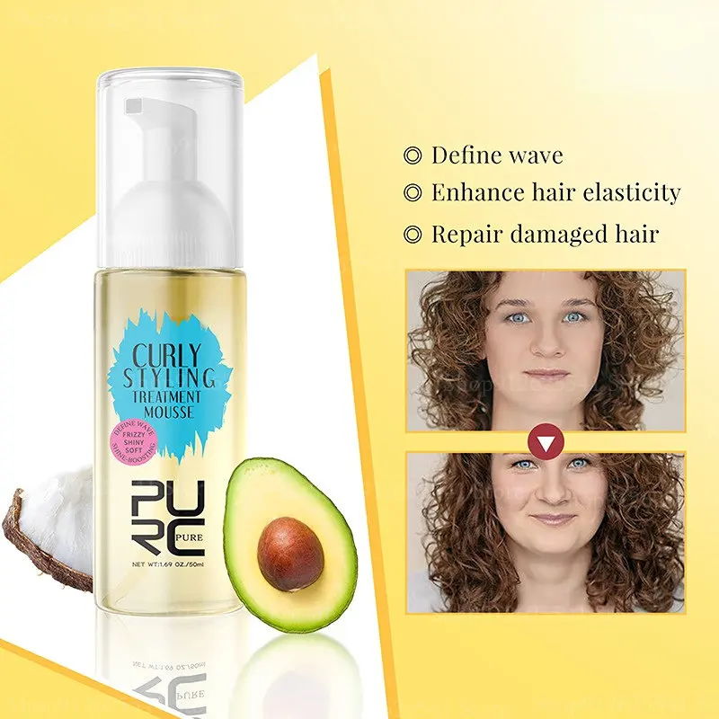 

50ml Smoothing Castor Oil for Curly Styling Hair Treatment Mousse Wavy Hair Products Shampoo for Dry Damaged Frizz Hair Care