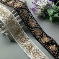 3 yards 45mm ethnic gold thread mesh sequins webbing ribbon tape shoes dress decorative embroidered lace trims diy sewing new