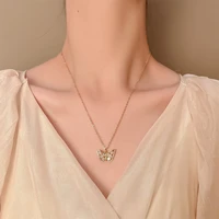 temperament gold micro set zircon hollow butterfly necklace fashion alloy clavicle chain necklace for women jewelry
