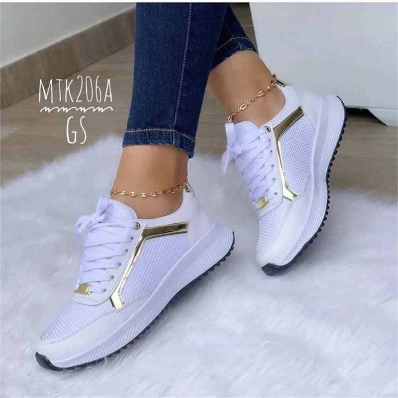 2023 New Women Chunky Sneakers Solid Color Platform Shoes Thick Bottom Zipper Women's Vulcanized Shoes Sneakers Zapatos De Mujer