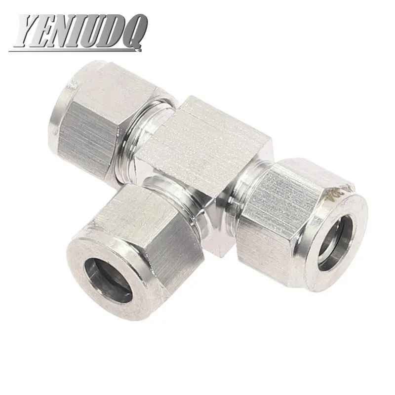 

1pcs Stainless steel 304 3mm 4mm 6mm 8mm 10mm 12mm 16mm Double Ferrule Tee Tube fitting Ferrule Connector Pipe Fittings