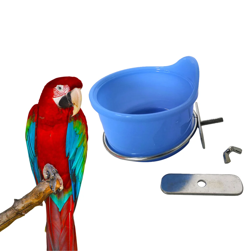 

Bird Supplies Multifunction Parrot Bird Feeder Drinker Bowl Food Cups Bird Cage Decoration Accessories (Blue)