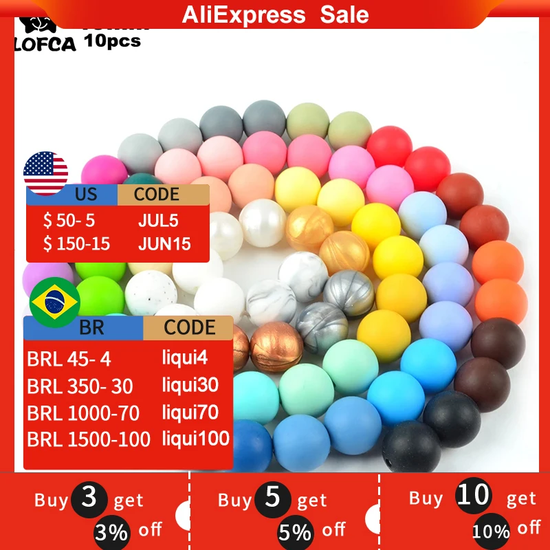 Круглые силиконовые бусины LOFCA для прорезывания зубов пищевой класс детей