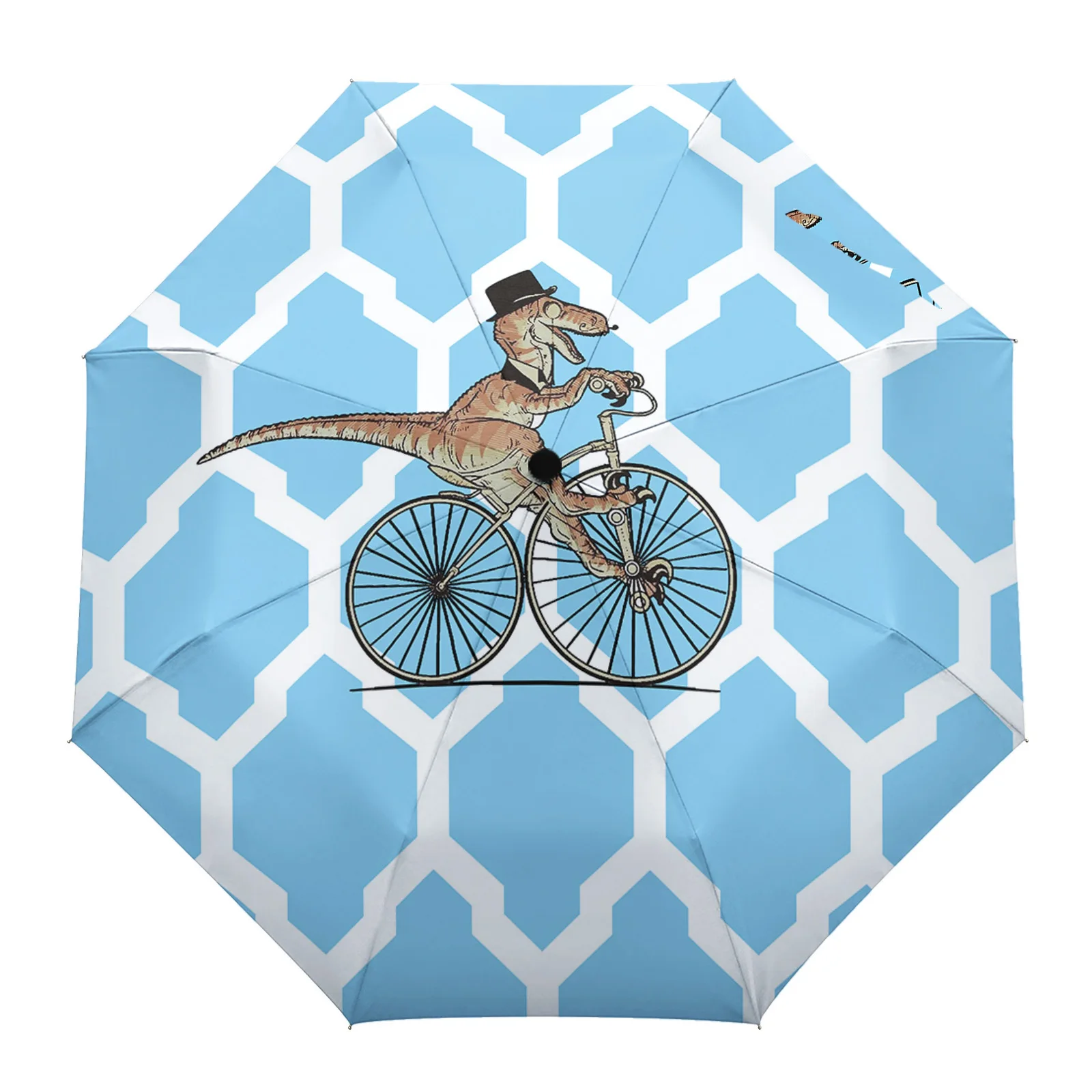 

Moroccan Texture Dinosaur Sky Blue Summer Umbrella for Travel Outdoor Male Female Rain Umbrella Fully-automatic Printed Umbrella