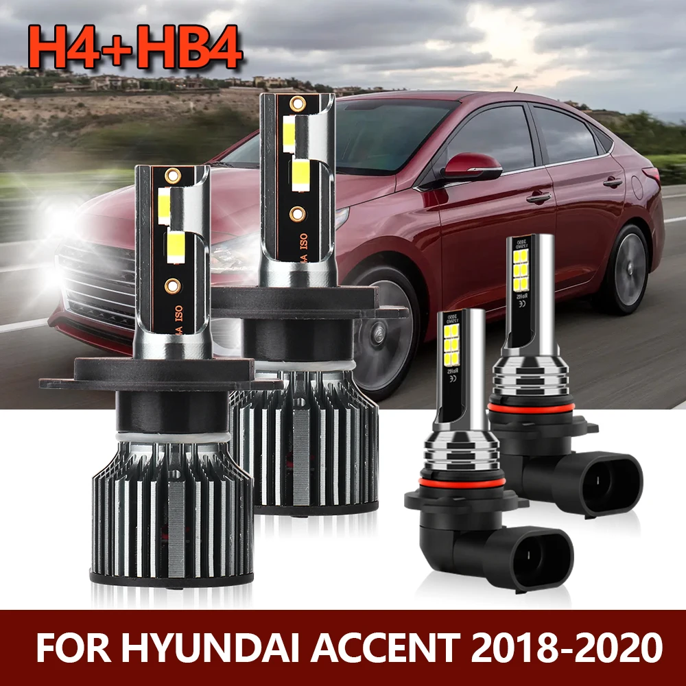 

4 светодиодный т., Автомобильные светодиодные лампы H4 Hi/Lo HB4 9006 2018 2019 2020