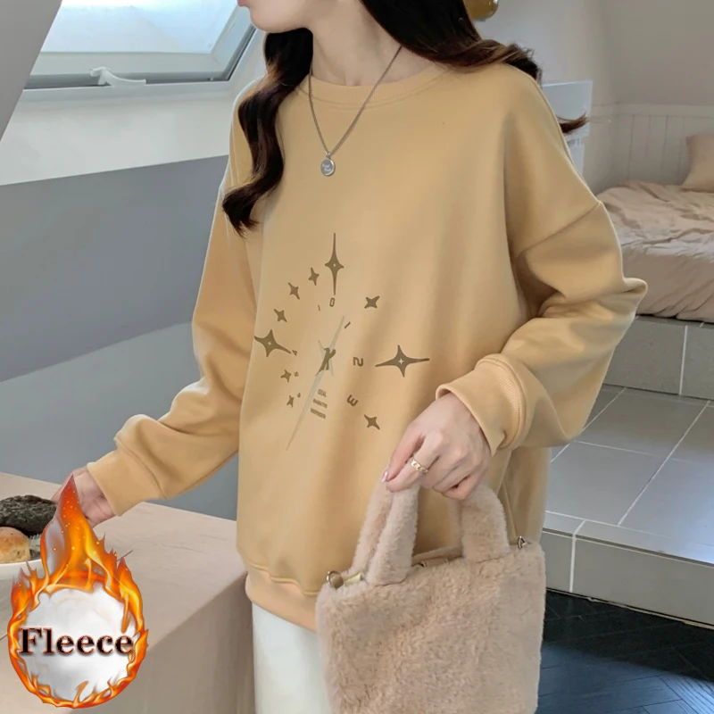 

winter clothes women Harajuku print thick velvet oversized Hoodie korean fleece warm oversized Hoodies casual Sweatshirt female