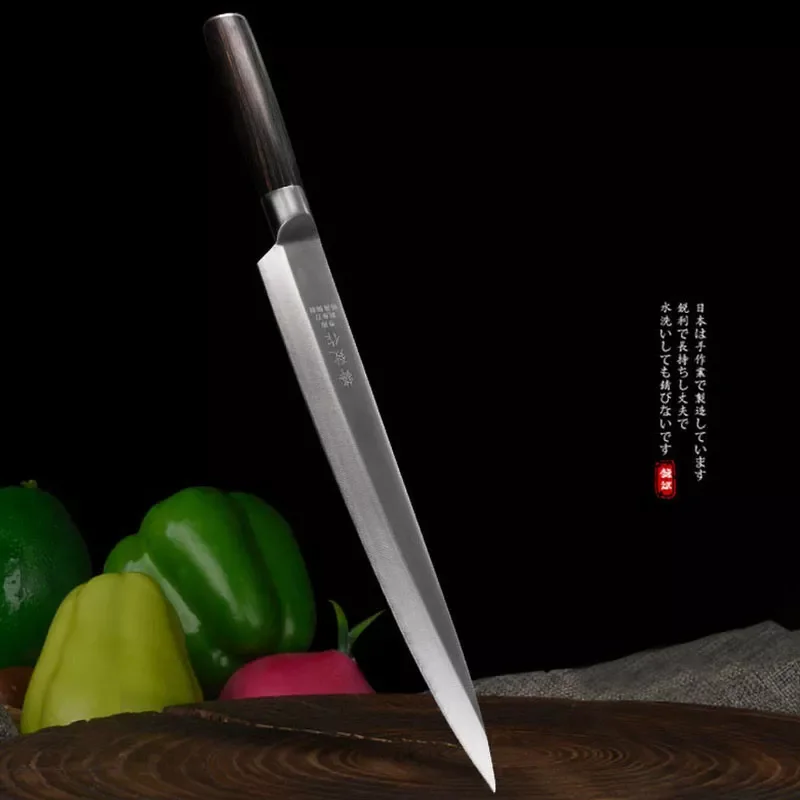 

9.5/11/12 Inch Sashimi Knife Japanese Style 6Cr16MoV Steel Sharp Slicing Fish Sushi Filleting Cleaver Kitchen Knives Wood Handle