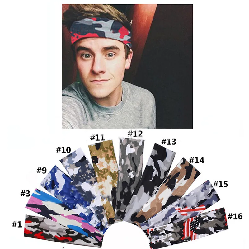 

New Fashion Camouflage Headwear Men Headband Stretch Cotton Headband Headdress Hair Accessories