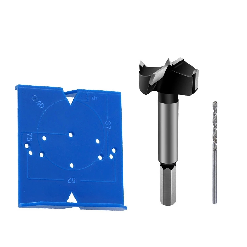 

Hinge Hole Drilling Guide Locator Hinge Drilling Jig Drill Bits Woodworking Door Hole Opener Cabinet Accessories