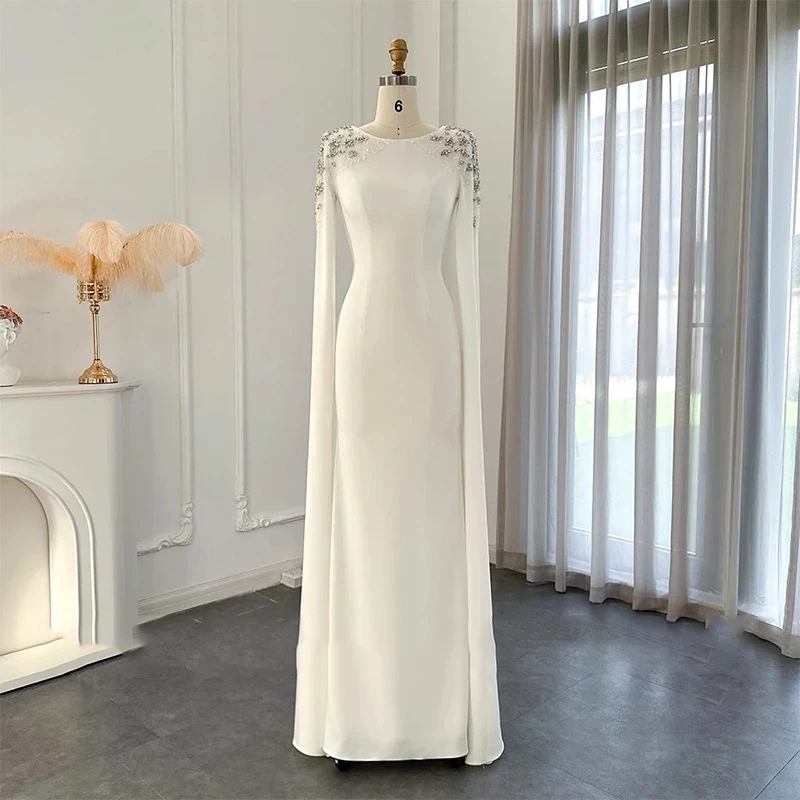 

Women's Gorgeous Evening Dresses Round Neck Handmade Beaded Mermaid Princess Prom Beach Wedding Formal Party 2023 Robe Vestidos