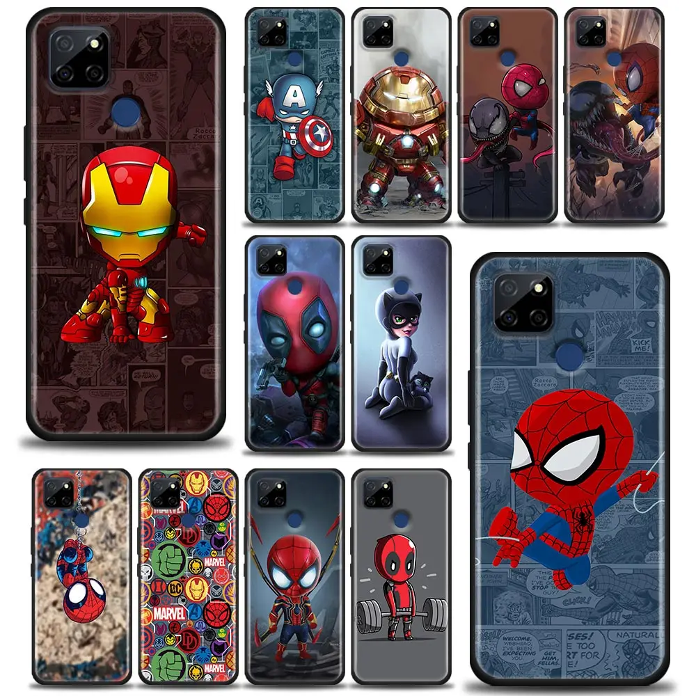 

Captain America For Realme C1 C2 C21Y C25 C12 Case Silicone Back Cute Cover Spiderman Phone Case For Realme GT GT2 Neo2 Iron Man