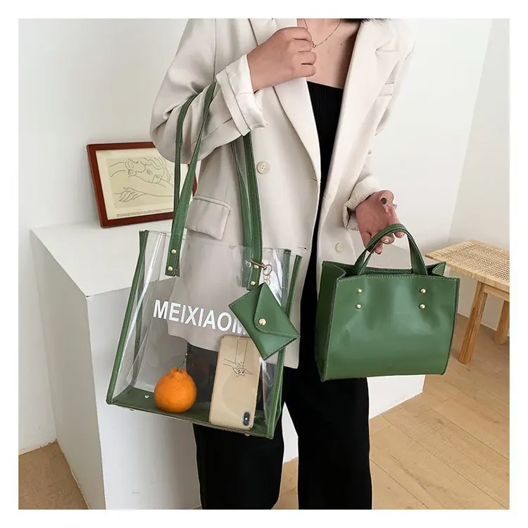 

Summer Transparent Large Bag Women's 2020 Fashion New Korean Version High-capacity Fashion Single Shoulder Bag Jelly Bag
