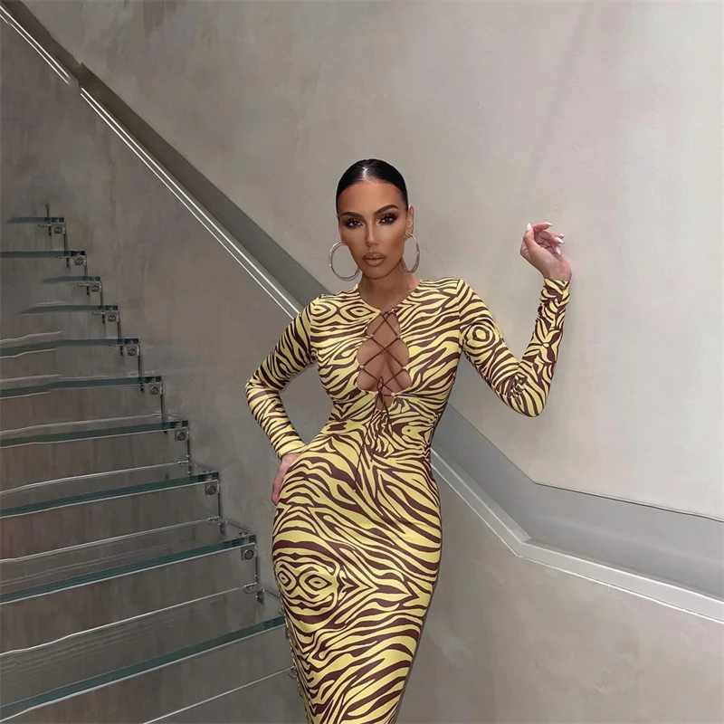 

Женское облегающее платье с принтом, ажурное платье в полоску с длинным рукавом, платье лавандера, осень 2022