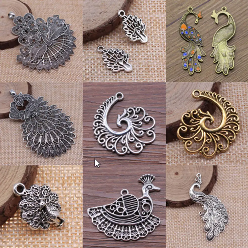 

Peacock charms for jewelry making handmade Supplies for jewelry Pendant DIY