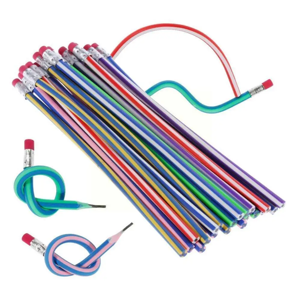 Цветной полосатый мягкий карандаш для мальчиков девочек детей гибкие ручки