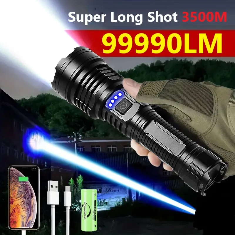 

Super XHP360 Long Range 3500M High Powerful LED Flashlight 18650 USB Rechargeable Torch Light Hunting Camping Tactical Lantern