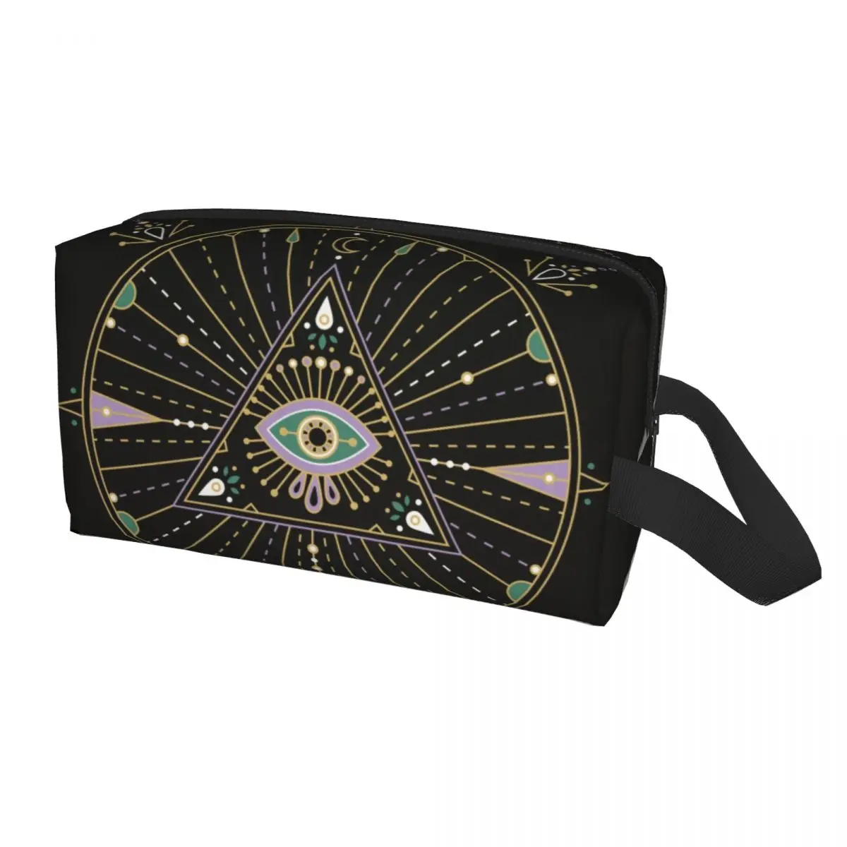 

Evil Eye Mandala Art Travel Cosmetic Bag for Women Hamsa Eyes Amulet Toiletry Makeup Organizer Lady Beauty Storage Dopp Kit