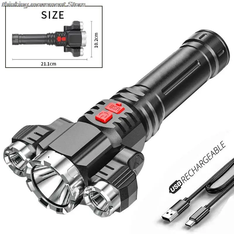 

Glare Flashlight Home Portable LED Outdoor Multifunctional USB Rechargeable Emergency Mini Flashlight Wholesale