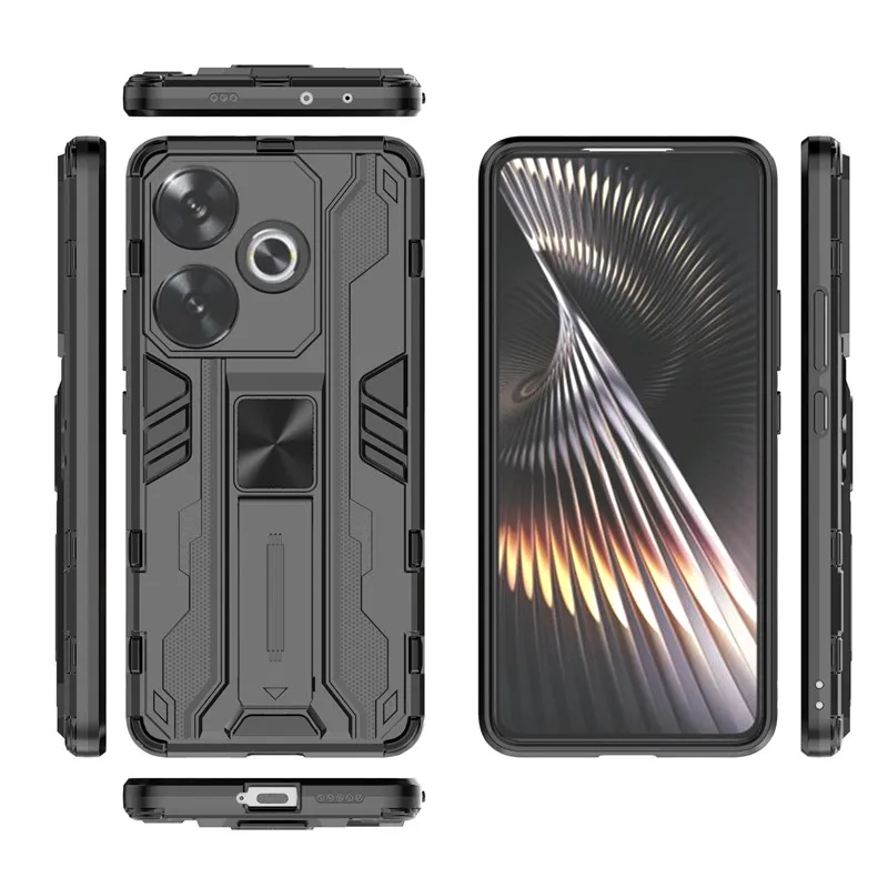 Чехол для Xiaomi Poco F6 5G защитный чехол с магнитным держателем и кольцом Pocco Poko Little PocoF6