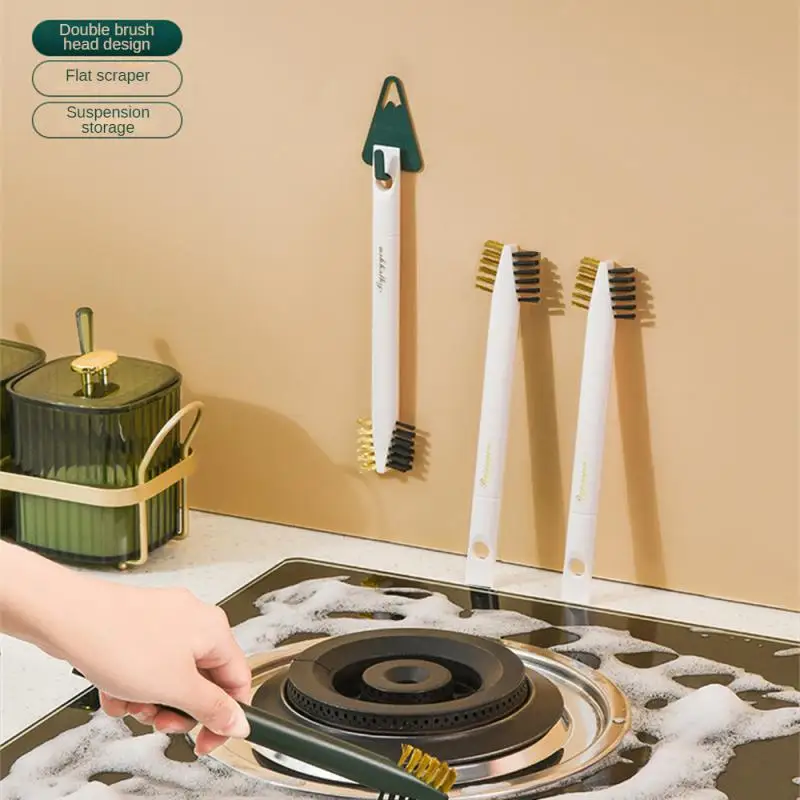 

Щетка для чистки с длинной ручкой, газовая плита, плоский шпатель с двойной головкой, портативная пластиковая щетка для мытья посуды