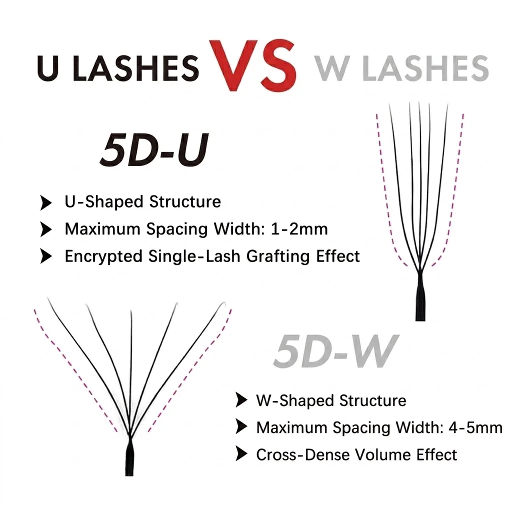 Фото winky beauty U3DW U4DW U5DW Ручной работы Матовые черные накладные ресницы Натуральные U-образной формы Премиум-качества Мягкие 0.07 Веерки W Bloom Lashes №3