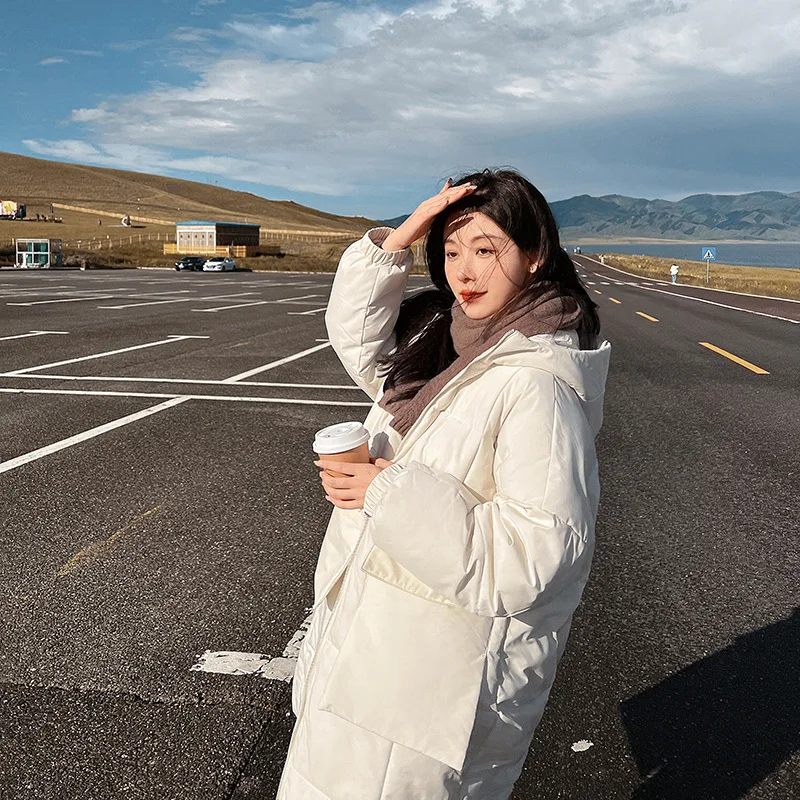 New Thickened Bread Women's Design Long Loose Coat Long Snow Parka Harajuku Loose Down Cotton Padded Puffer Jacket