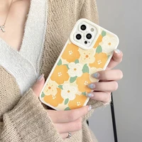 ekoneda cute yellow flower frosted case for iphone xr x xs 11 12 13 pro max floral girls silicone pu protective phone cover case