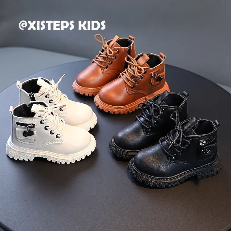 

1-7Y Toddler Girls Boys Leather Ankle Boots Non-slip Soft Sole Children Autumn Winter Warm Shoes Girls Boots Infantil Botas