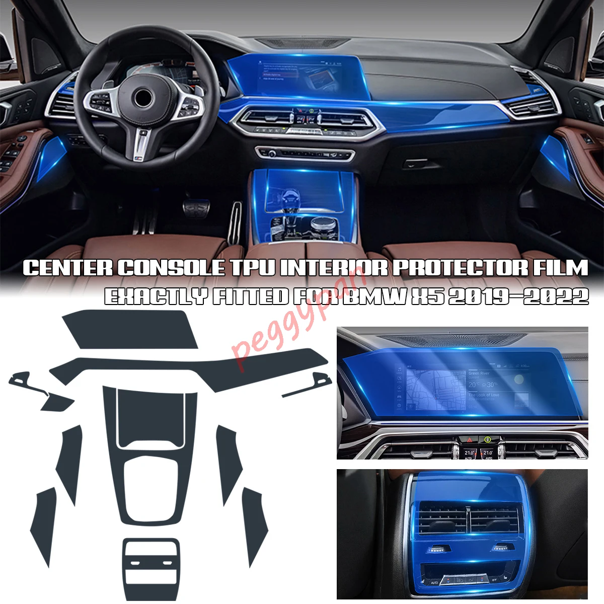 

Precut Interior Center Console Transparent TPU Clear Paint Protective Film Anti-scratch Repair Film For BMW X5 2019-2022