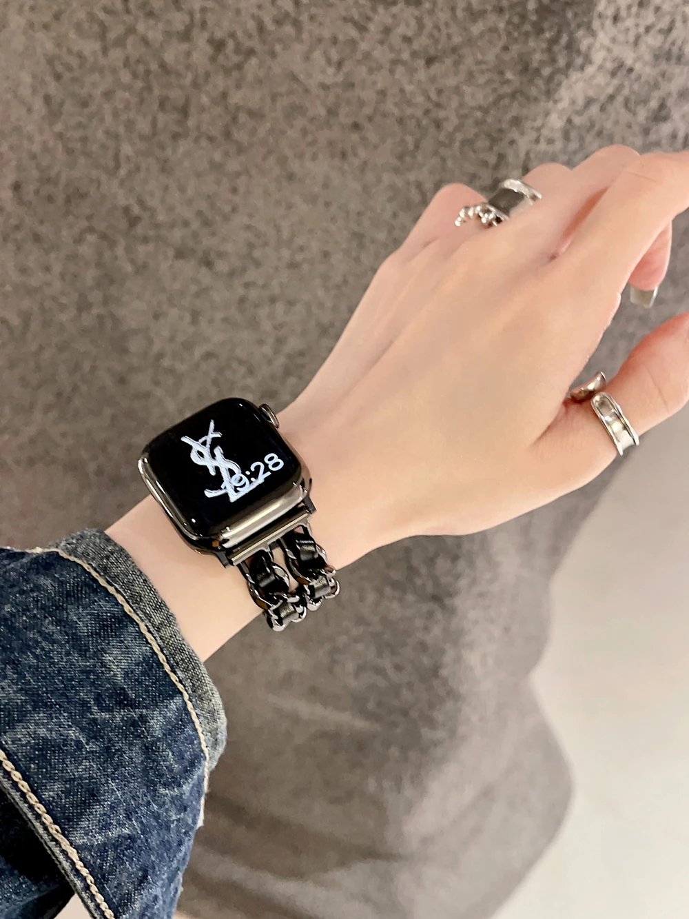 Women Handmade Stainless Steel Chain Jewelry Bracelet For Apple Watch Band 38/42/40/44/45/49mm iWatch Series 8/Ultra/7 65432/SE