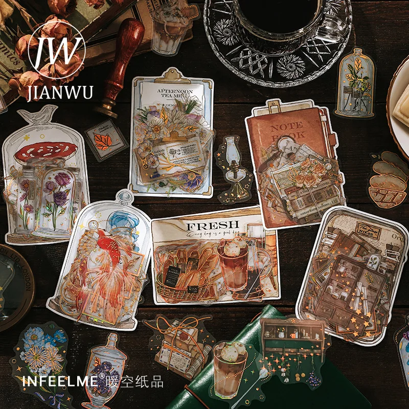 

JIANWU 15 шт Горячее тиснение винтажные наклейки для домашних животных креативные цветы растения Скрапбукинг материал дневник наклейки канцел...