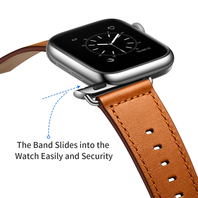 Leather Strap For Apple watch series 45mm 4mm 44mm 40mm 38mm 42mm band Top Layer Cowhide Band For iWatch 7 se 6 5 4 3 2 1 series