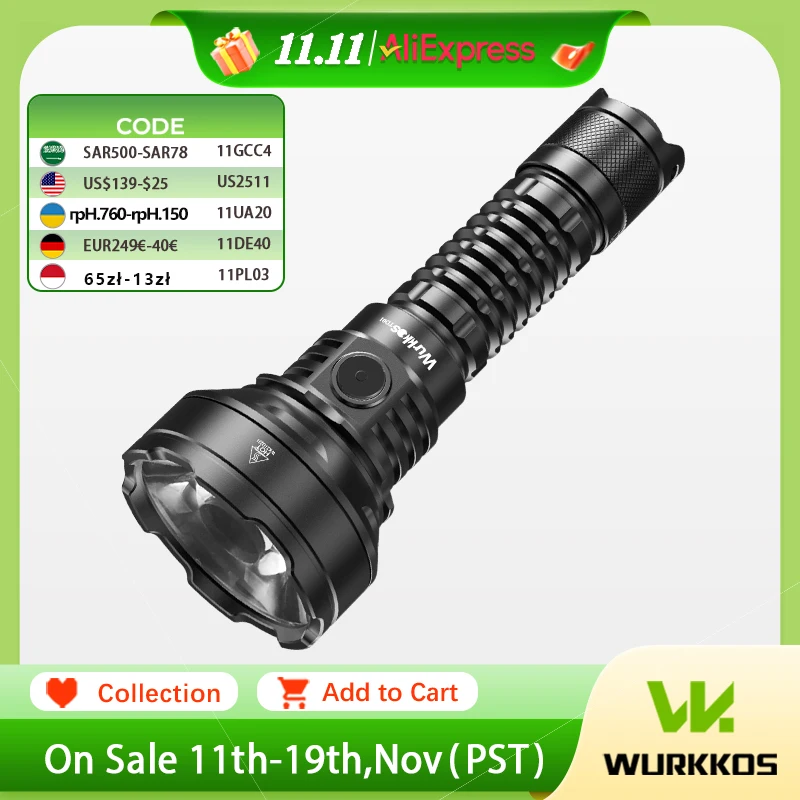 

Wurkkos TD01 тактический фонарь 2200LM