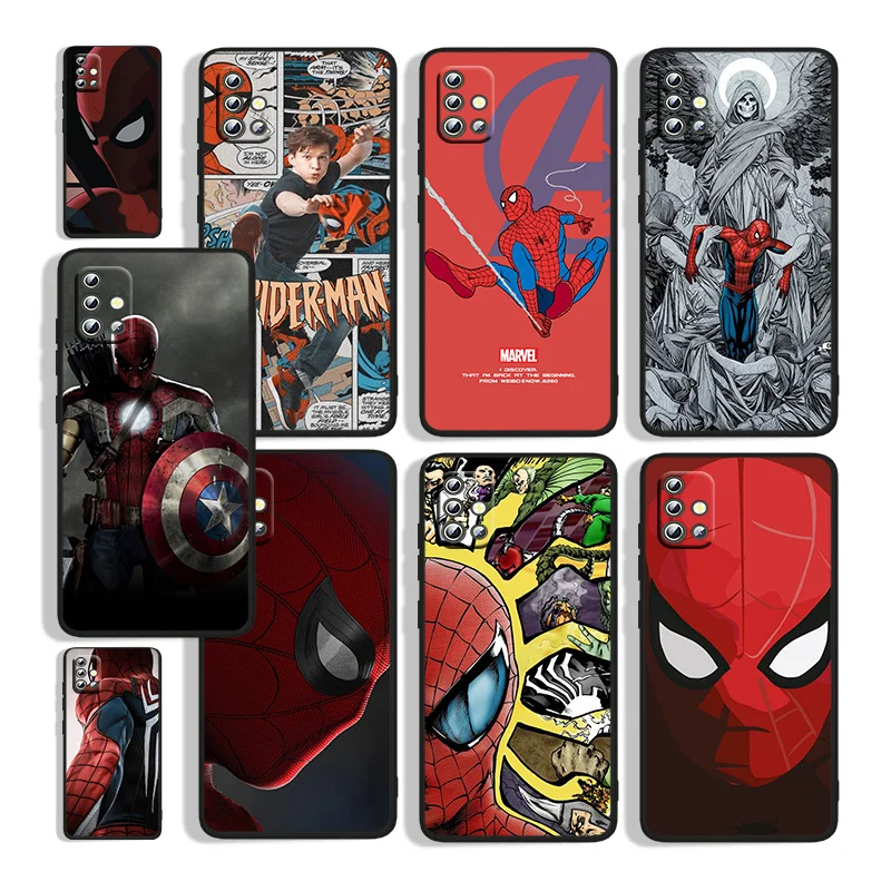 

Avengers Spiderman For Samsung A73 A72 A71 A53 A52 A51 A41 A33 A32 A31 A22 A21S A13 A12 A03S A02 5G Black Phone Case