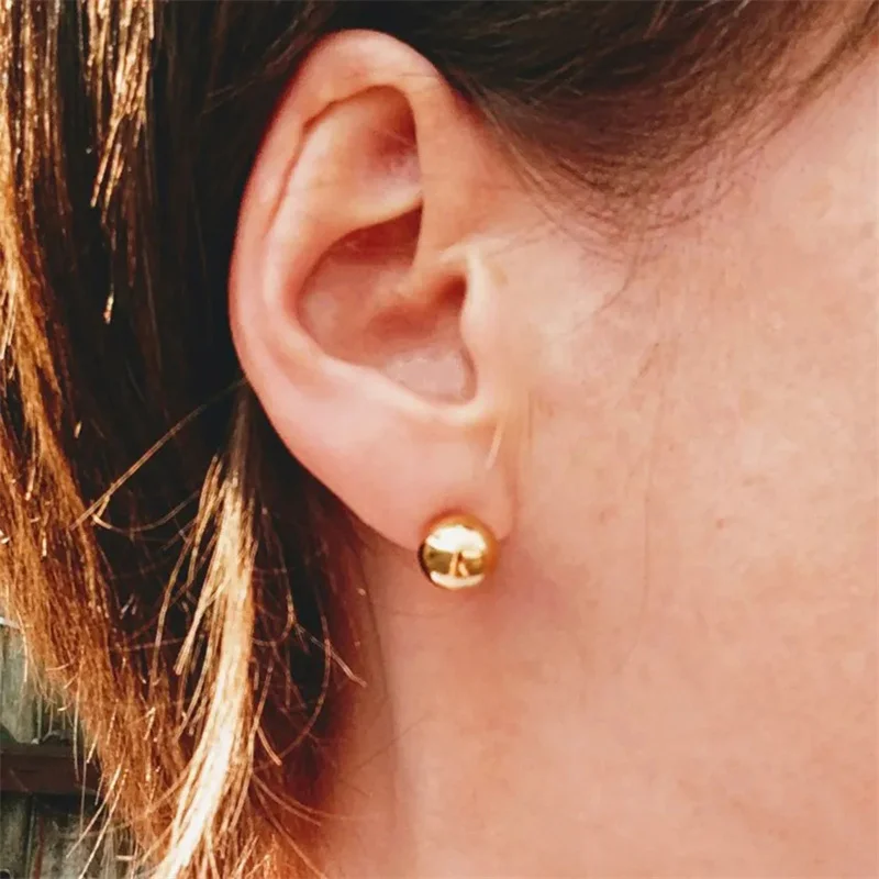 Женские маленькие серьги-гвоздики из нержавеющей стали, 8 мм