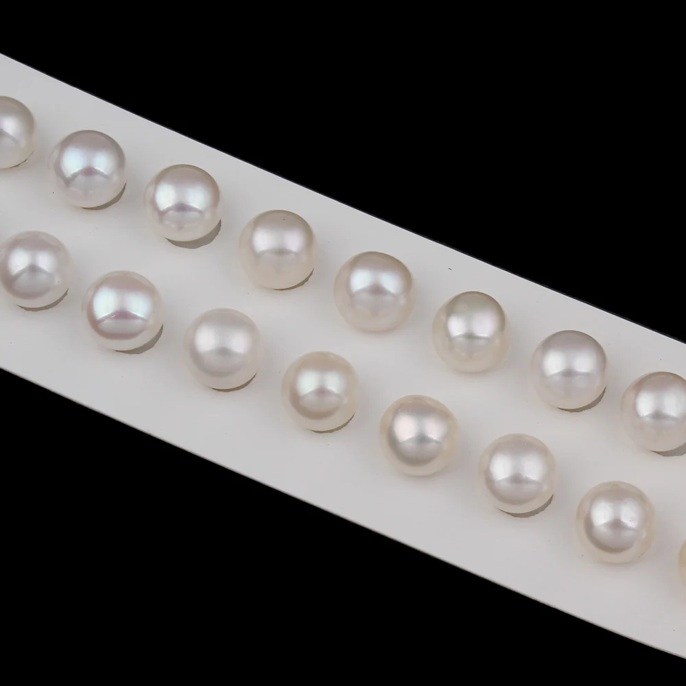 

1Pair Half Drilled Cultured Freshwater Pearl Beads Wholesale Round 7-13mm Natural White Pearls for Earrings DIY Jewelry Making