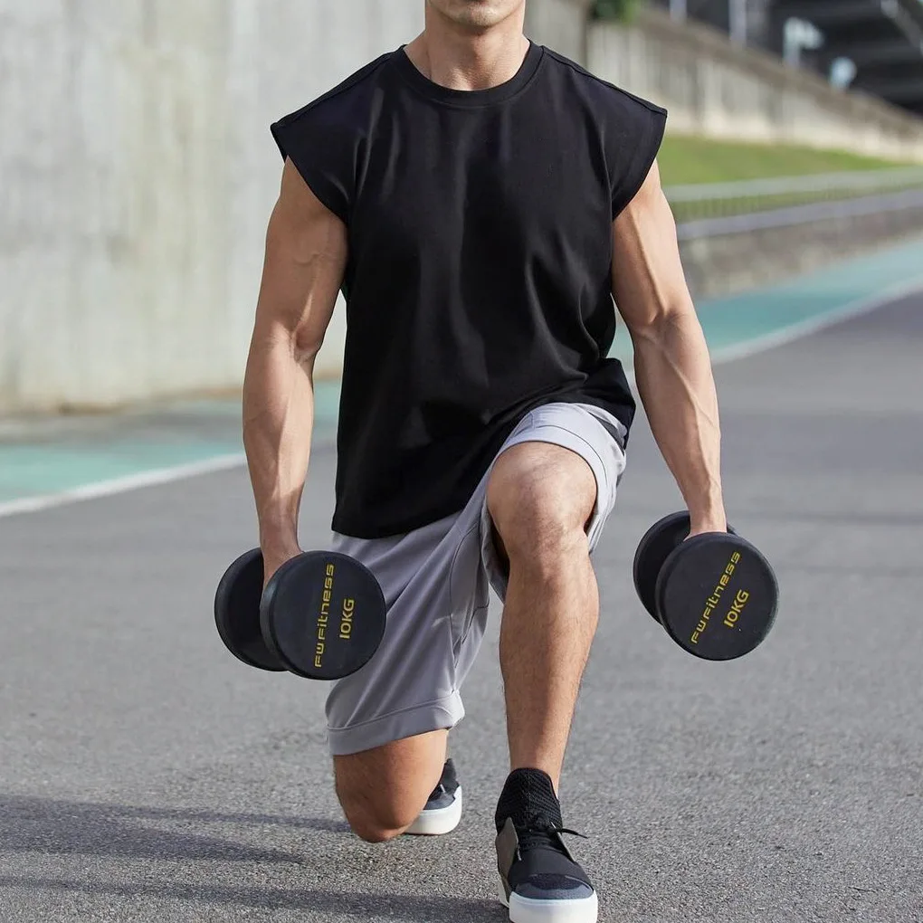 

22 New Brand T-shir Gyms Bodybuilding Slim Shirts Sleeveless O-neck Cotton Tee Tops Clothing Men Summer Workout Fitnesst