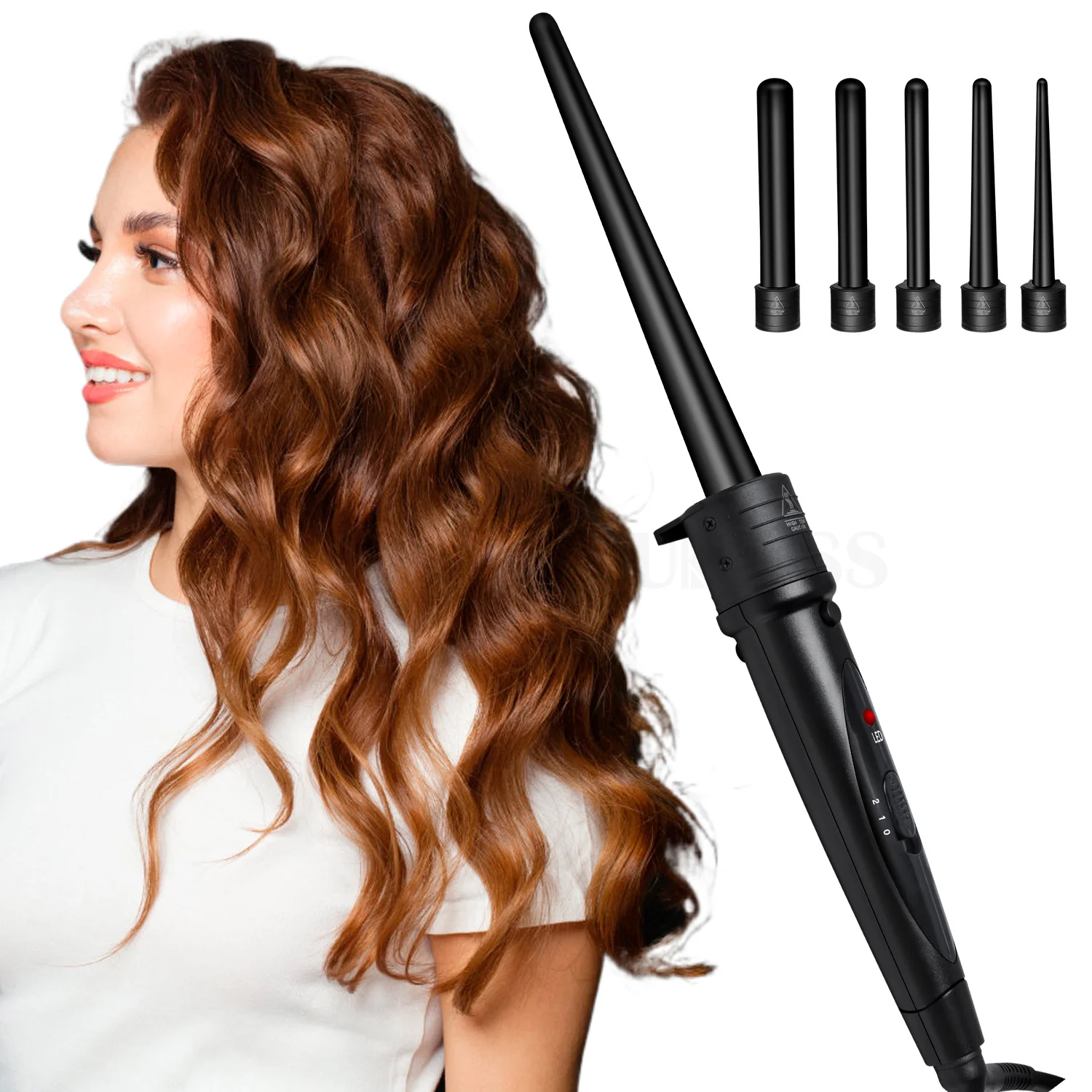 

Hair Curler 5 in 1 Curling Iron Wand Set Curly Hair Tools Interchangeable Ceramic Barrel Women Styler Professional Curling Iron