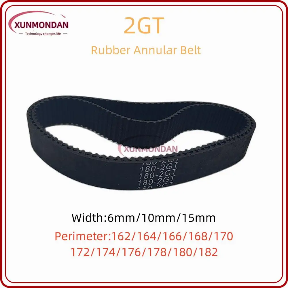 

Xunmondan 2GT/GT2 Timing Belt 162/164/166/168/170/172/174/176/178/180/182mm Belt Width 6mm/10mm/15mm
