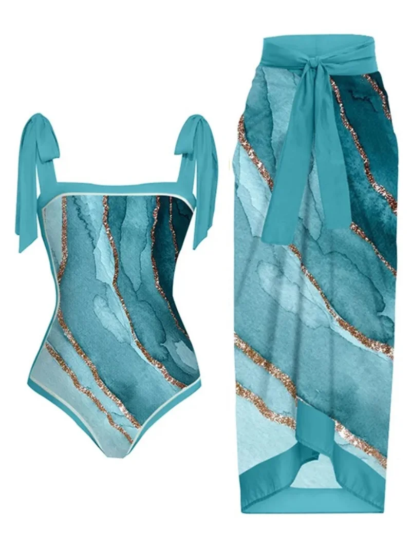 2023 New Holiday Retro One Piece Swimsuit Beach Dress Womem Green Swimwear Female Luxury Brazilian Bathing Suit Summer