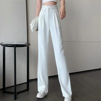 white black women wide leg pants s 4xl summer high waist office lady trousers casual loose all match bottoms