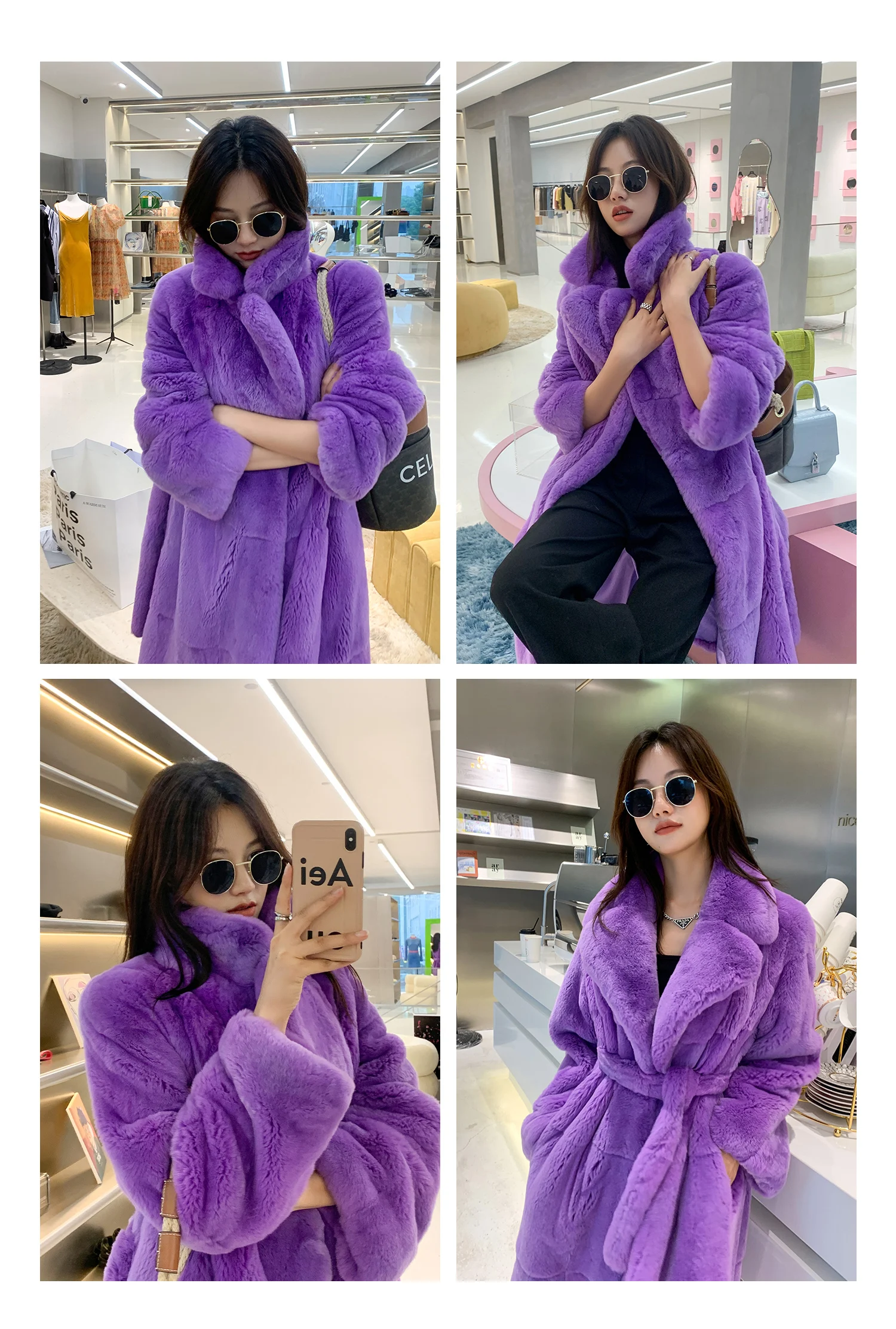 Женское зимнее пальто из натурального меха кролика Рекс |