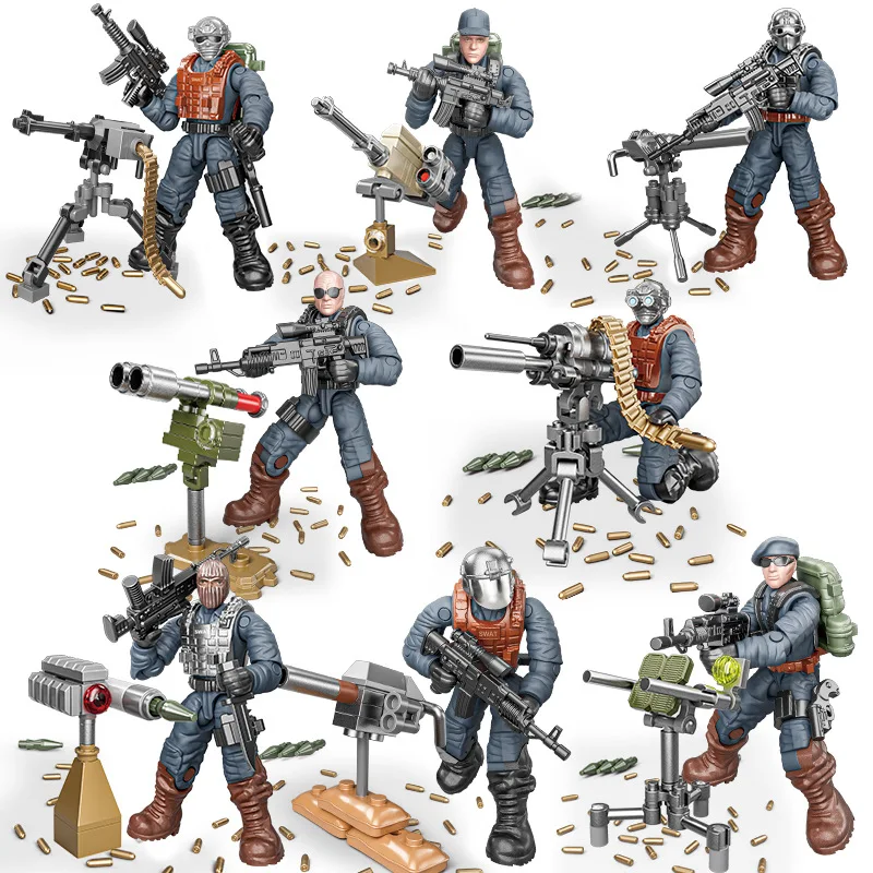 S Model Set Mega Building Blocks Swat Soldier Minifigs Weapon Brick Toys