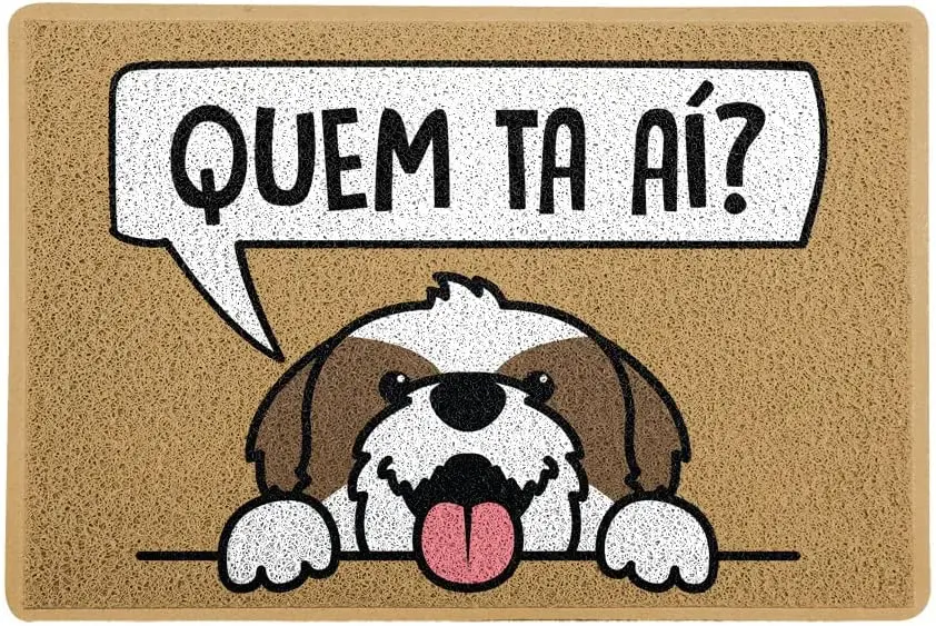 

Helmet / Carpet, size 60x40cm, brown color, model WHO IS HERE PET, dog Shih-Tzu. Door Carpet Door Mat Bathroom Simple Wind Absor